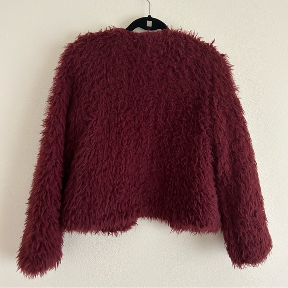 Vero Moda Faux Fur Jacket Burgundy Size S - Picture 3 of 4